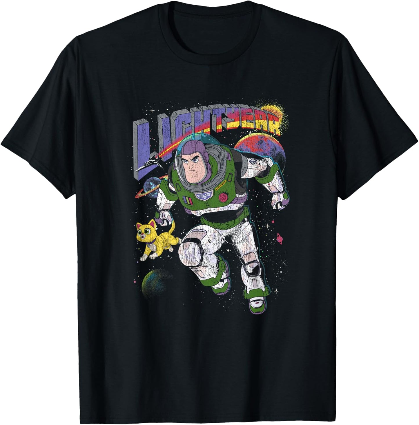 Disney Pixar Lightyear Buzz and Sox Retro Space Ranger T-Shirt - T-Shirt | Black