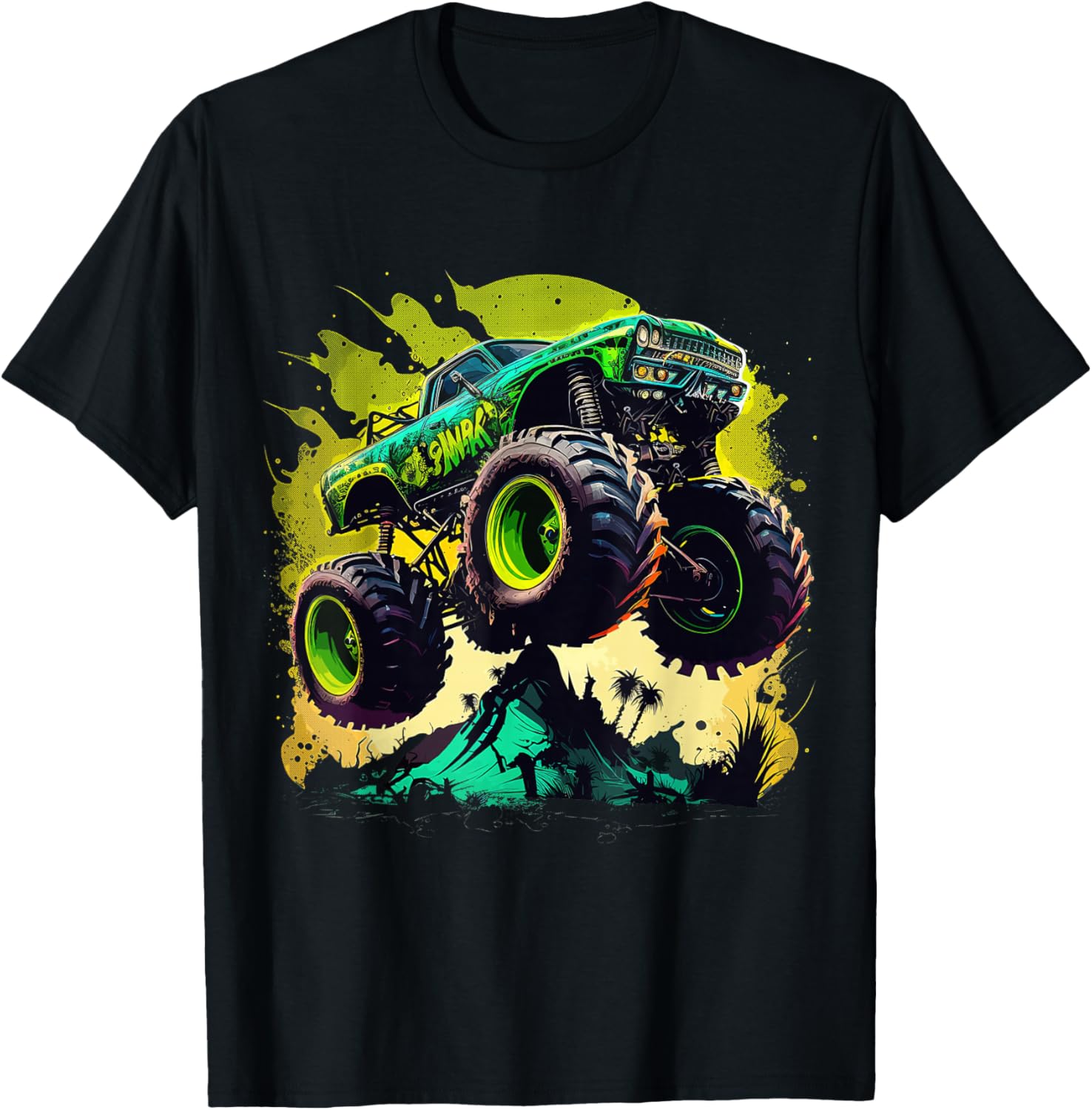 Retro Vintage Monster Truck Retro Sunset Monster Truck Boys T-Shirt - T-Shirt | Black
