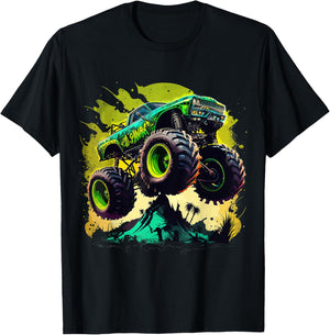 Retro Vintage Monster Truck Retro Sunset Monster Truck Boys T-Shirt - T-Shirt | Black