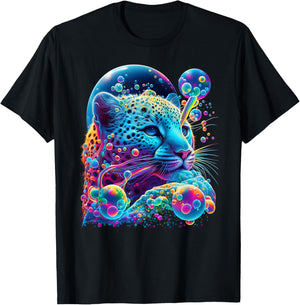 Colorful Rainbow Cheetah Graphic T-Shirt - T-Shirt | Black