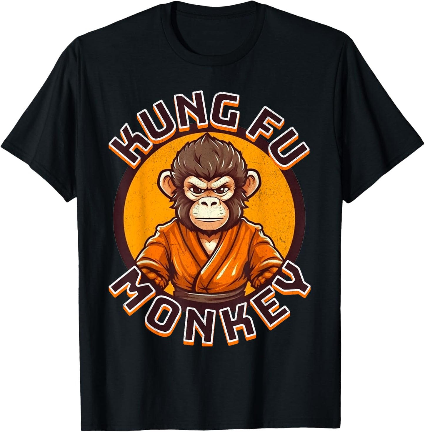 Kung Fu Monkey - Monkey in a Karate GI - Funny Martial Arts T-Shirt - T-Shirt | Black