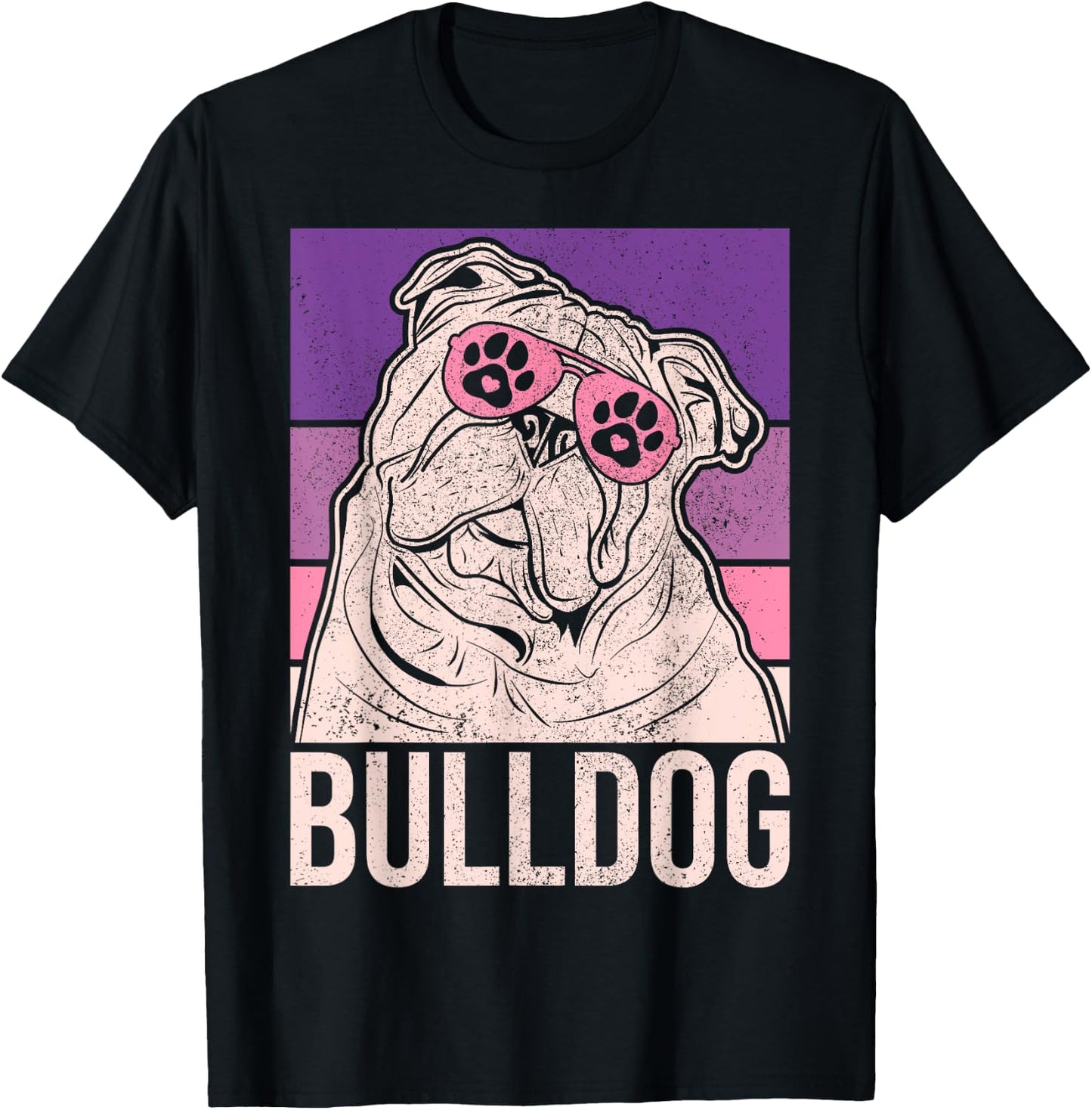Dog Lover Owner Retro Animal Outfit Vintage English Bulldog Women Girls Kids T-Shirt - T-Shirt | Black