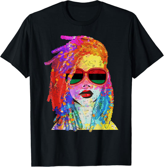 Loc'd Hair Black Queen Afro Woman Melanin Girl Art Small T-Shirt - T-Shirt | Black