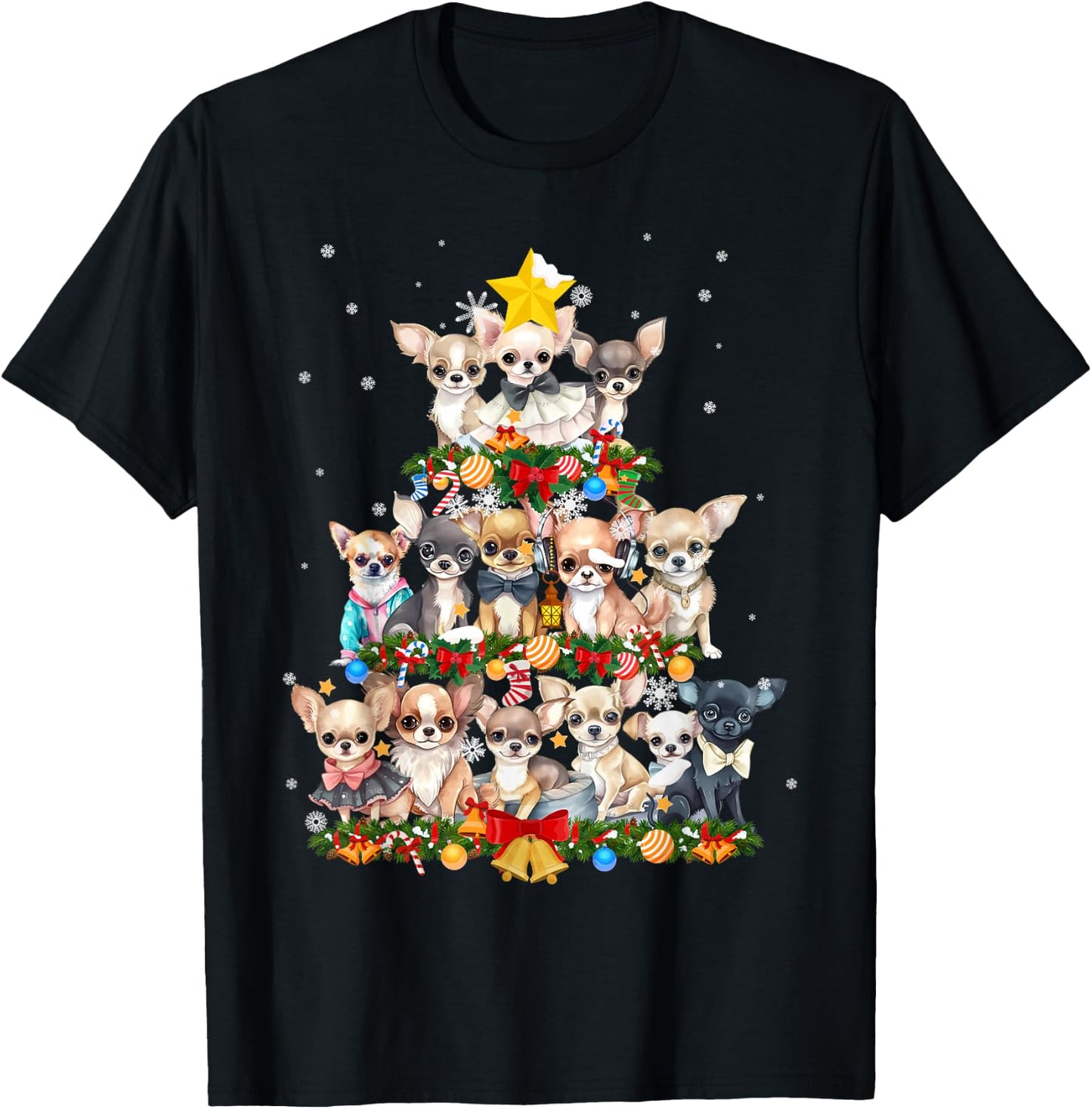 Chihuahua Chihuahueño Christmas Tree T-Shirt - T-Shirt | Black