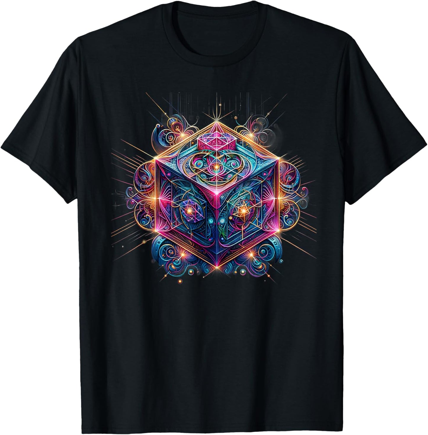 Sacred Geometry Flower of Life Metatron's Cube T-Shirt - T-Shirt | Black