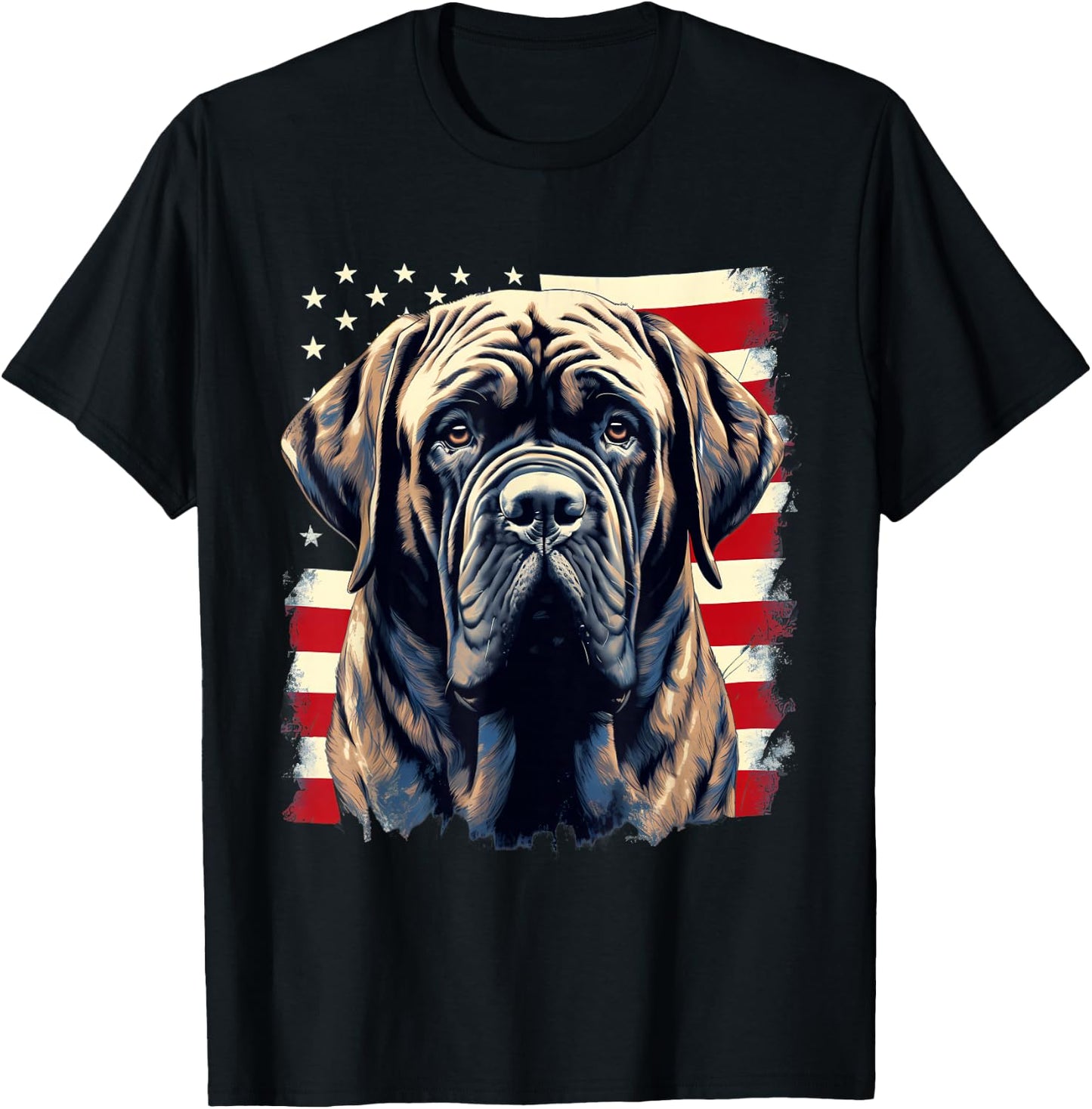 4th of July US Flag English Mastiff Dog T-Shirt - T-Shirt | Black
