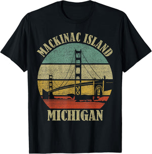 Mackinac Island Bridge Michigan Great Lakes Huron Ferry Trip T-Shirt - T-Shirt | Black