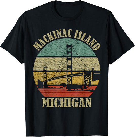Mackinac Island Bridge Michigan Great Lakes Huron Ferry Trip T-Shirt - T-Shirt | Black