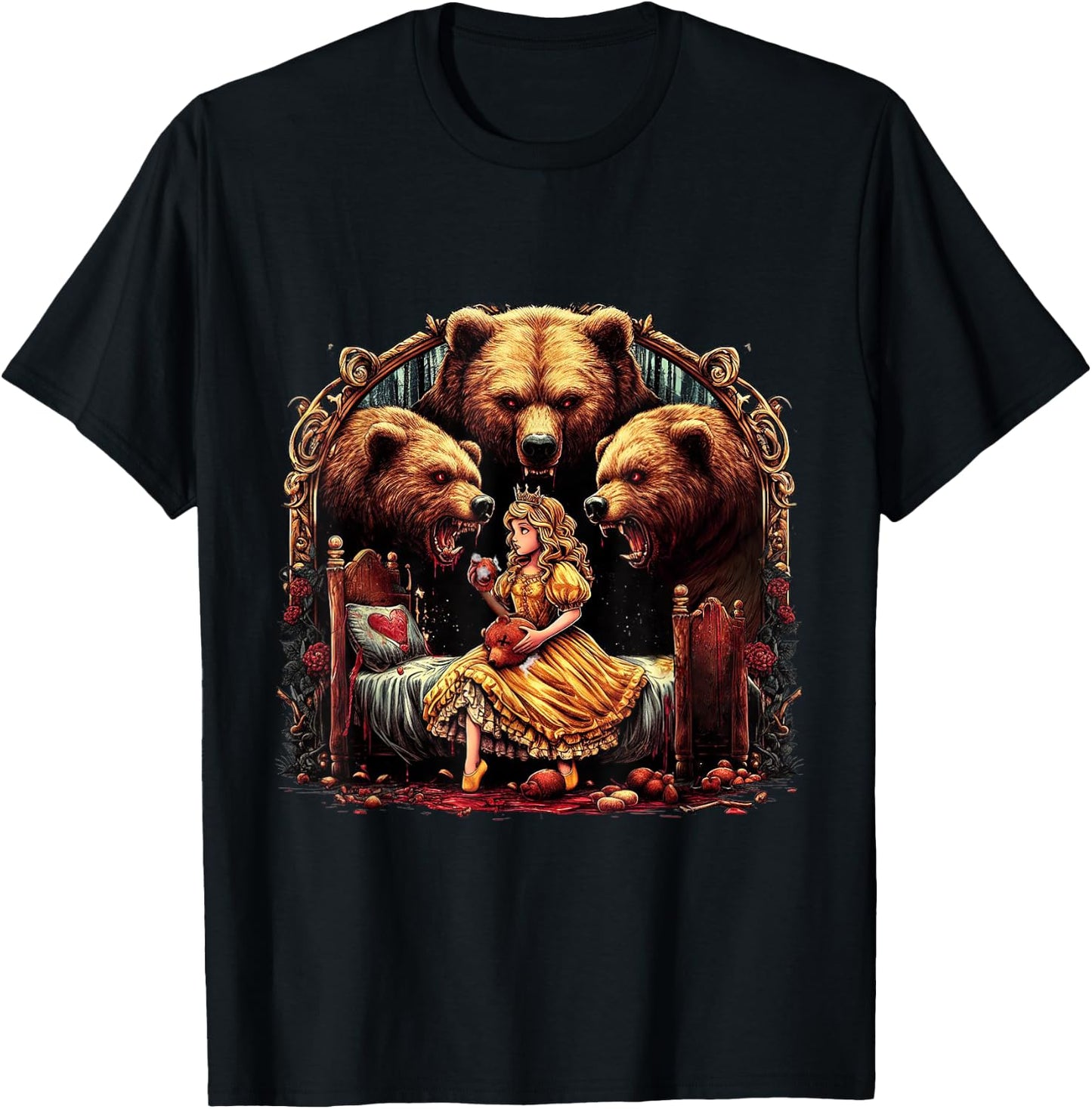 Goldilocks and the Three Bears, Horror Fans Design T-Shirt - T-Shirt | Black