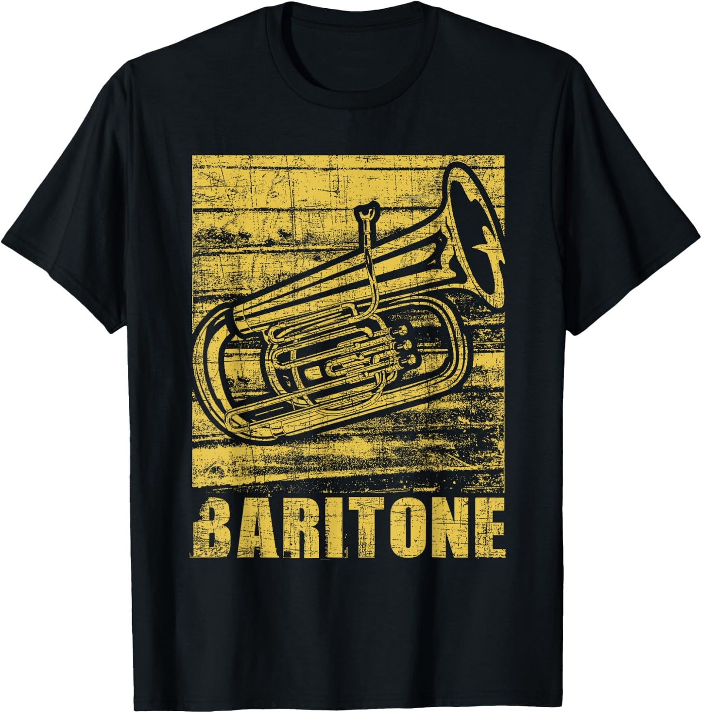 Baritone - Distressed Euphonium Lover Marching Bandmaster T-Shirt - T-Shirt | Black