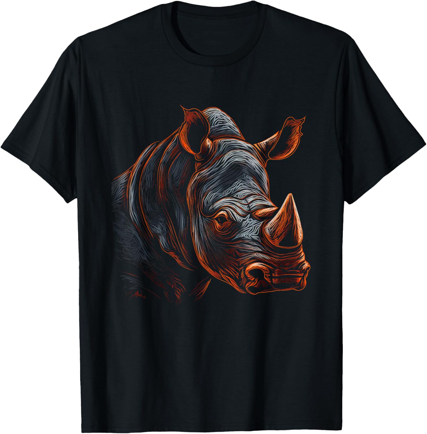 Rhino Artwork - Animal Rhino T-Shirt - T-Shirt | Black