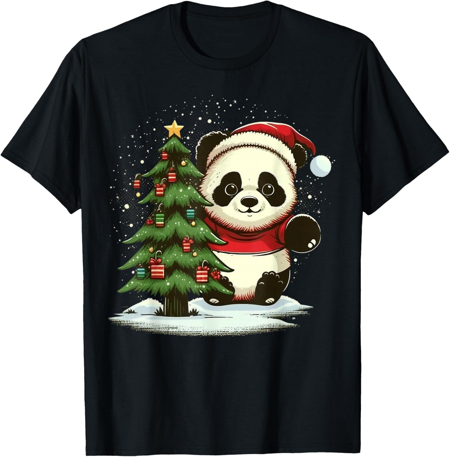 Xmas Panda Santa on Christmas Panda T-Shirt - T-Shirt | Black