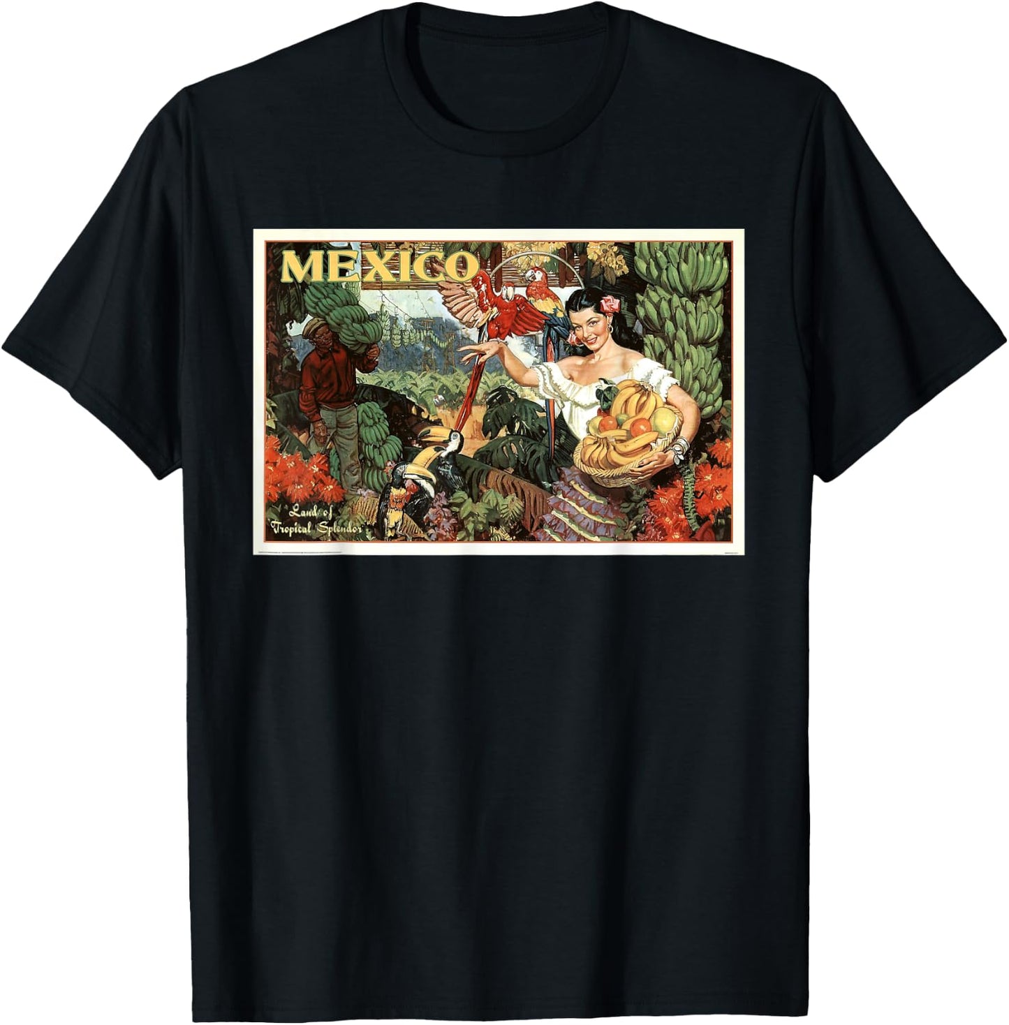 Mexico Land Of Tropical Splendor 1940s Travel Retro Vintage T-Shirt - T-Shirt | Black