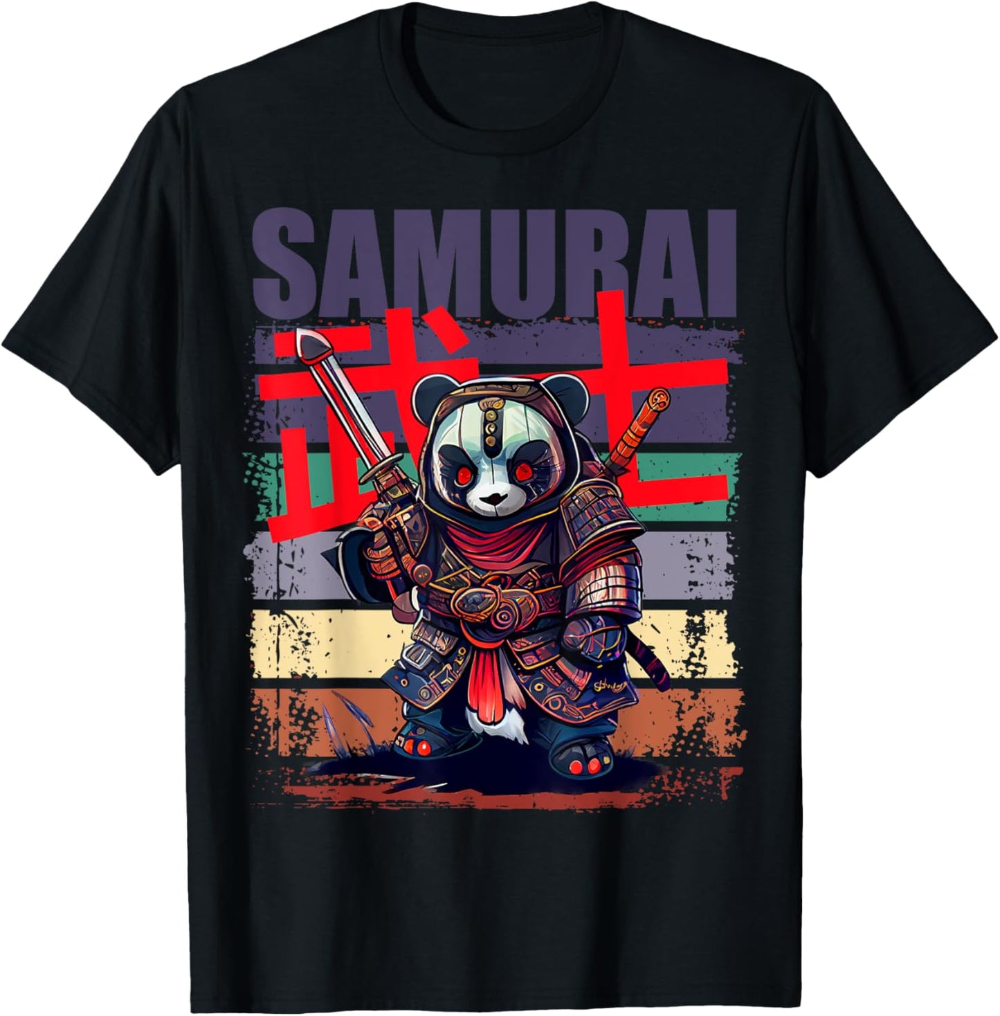 Retro Samurai Artwork Japanese Style for Anime Men and Boys T-Shirt - T-Shirt | Black