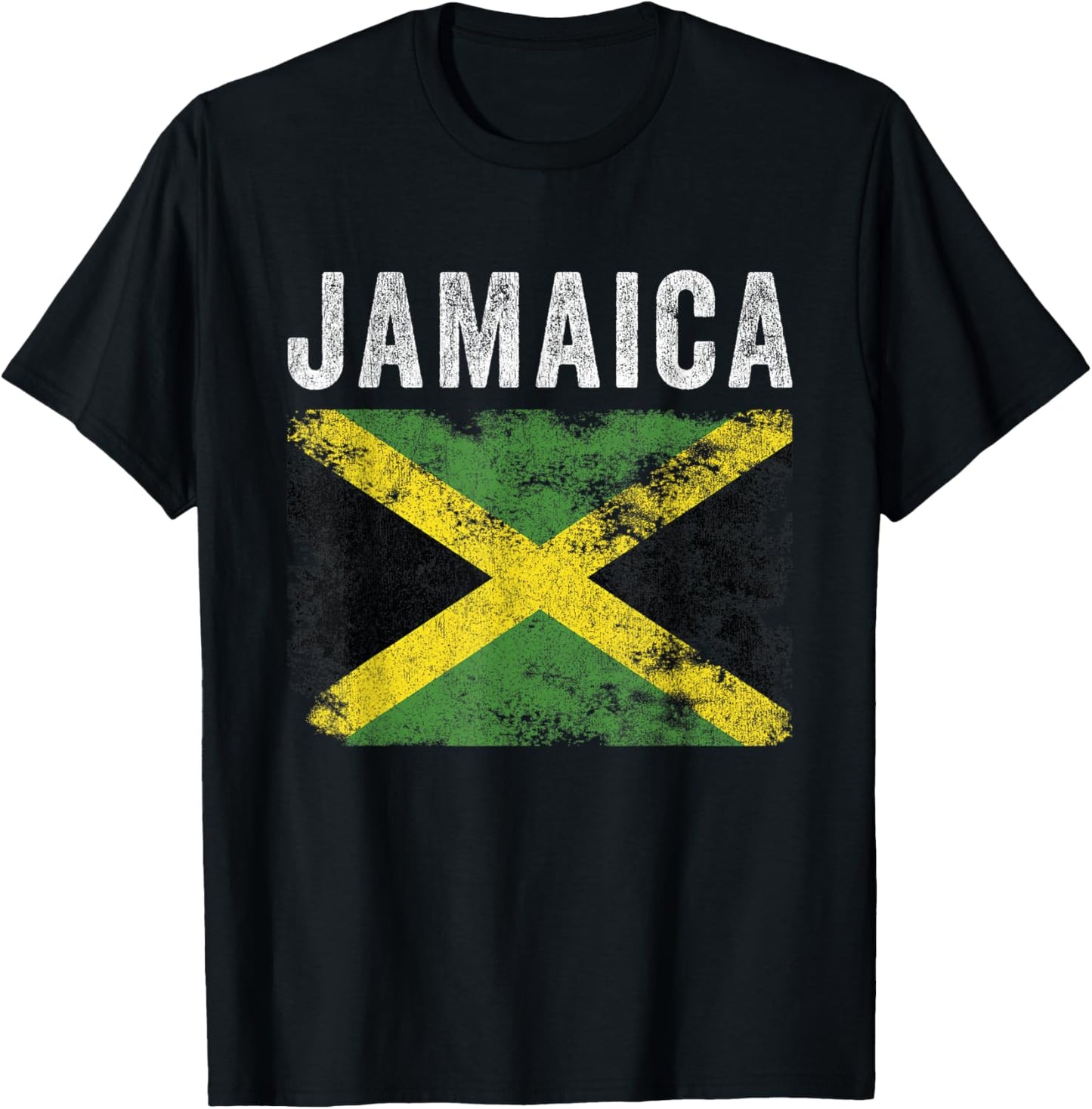 Jamaica Flag Distressed - Men Women Kids - Jamaican Flag T-Shirt - T-Shirt | Black