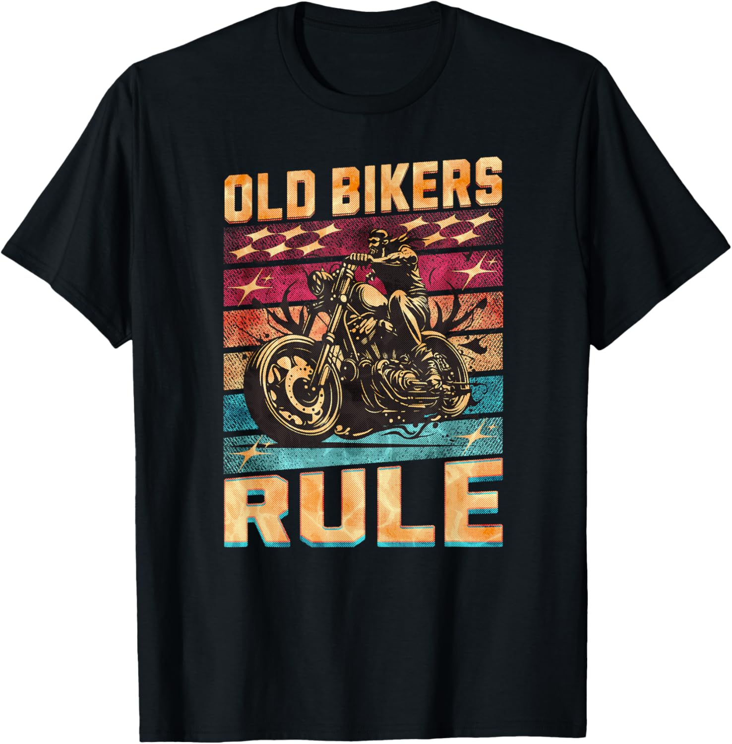 Old Bikers Rule Old Guys Motorcycle Biker T-Shirt - T-Shirt | Black