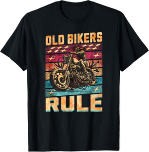 Old Bikers Rule Old Guys Motorcycle Biker T-Shirt - T-Shirt | Black
