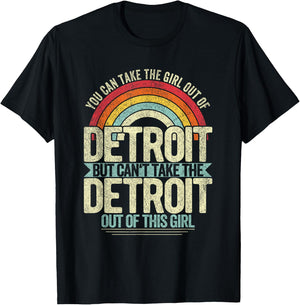 Girl Out Of Detroit Michigan Hometown Home Detroit T-Shirt - T-Shirt | Black