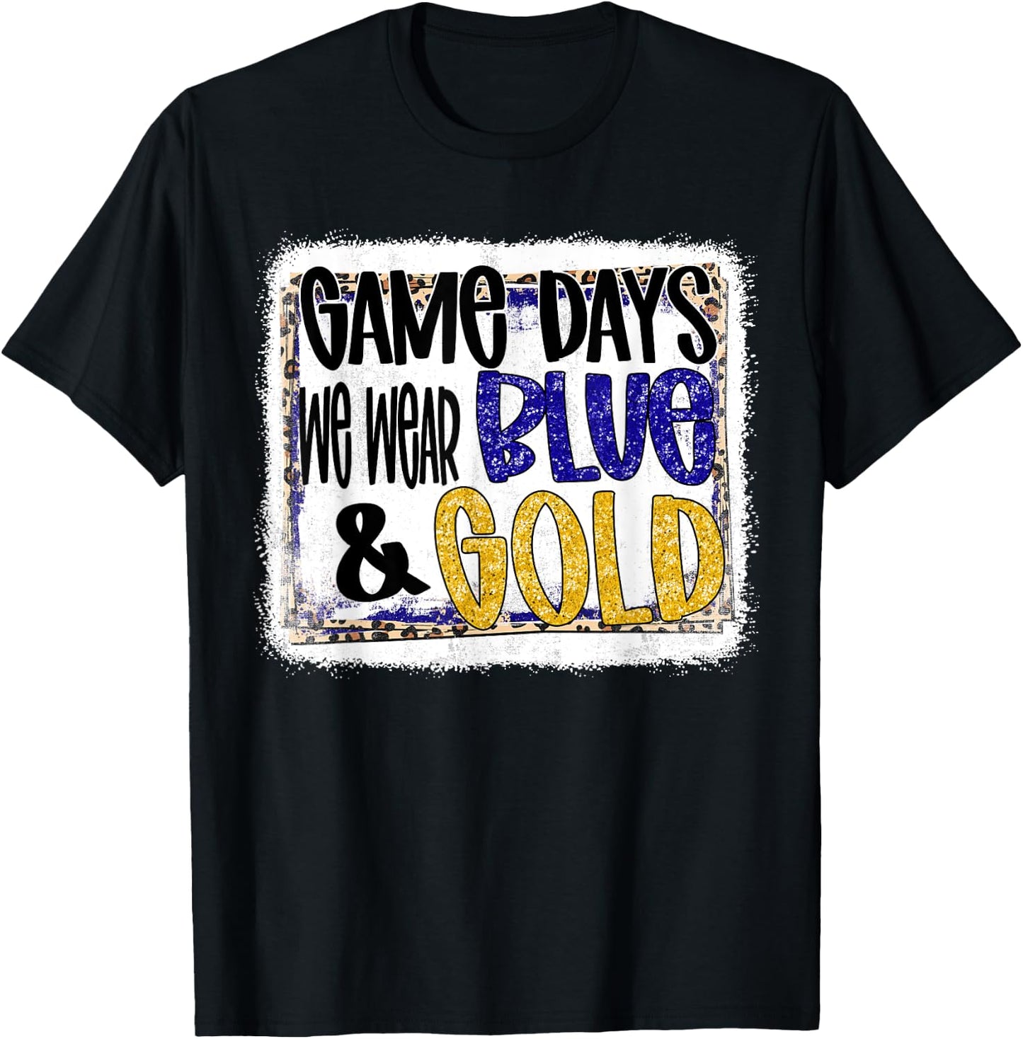 On Gameday Football We Wear Blue And Gold School Spirit T-Shirt - T-Shirt | Black