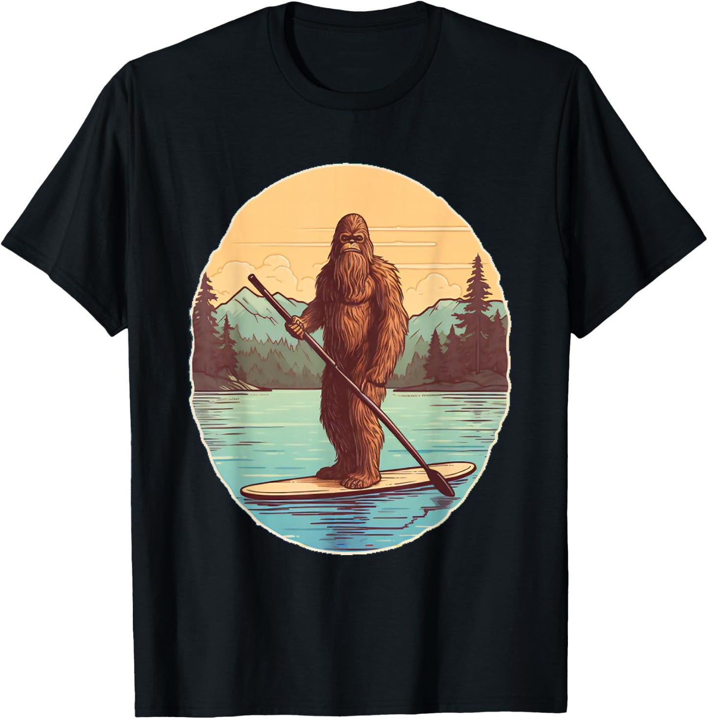 Funny Paddleboarding Bigfoot Paddleboard SUP Paddle Board T-Shirt - T-Shirt | Black