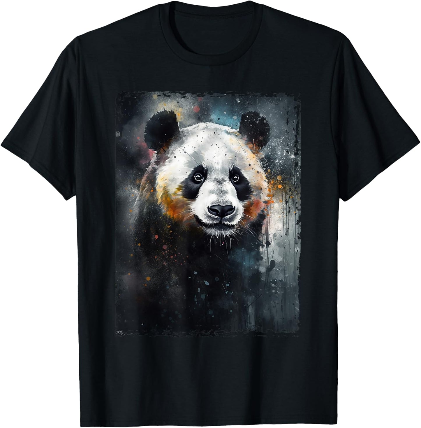 Colorful Beautiful Panda Watercolor Panda Lovers Oil Painting Boys Kids Funny T-Shirt - T-Shirt | Black