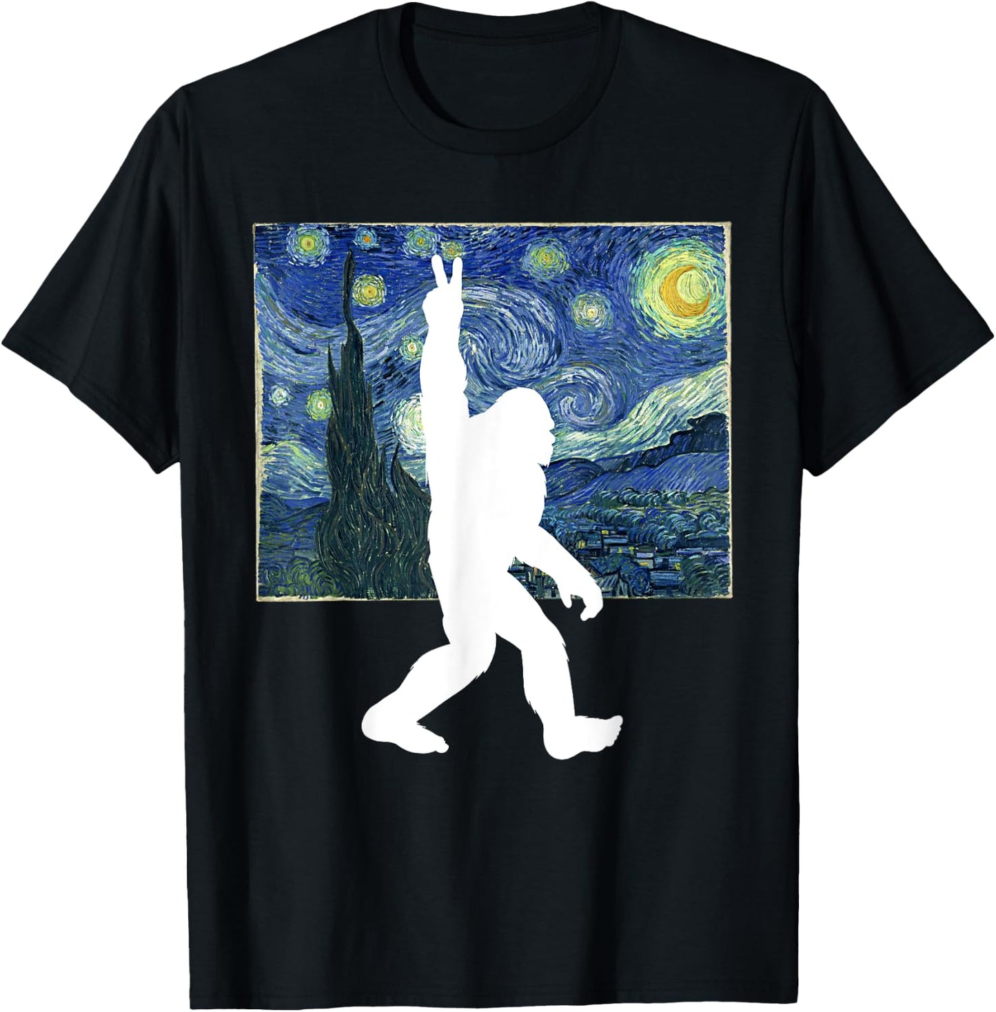 Bigfoot Starry Night T-Shirt - T-Shirt | Black