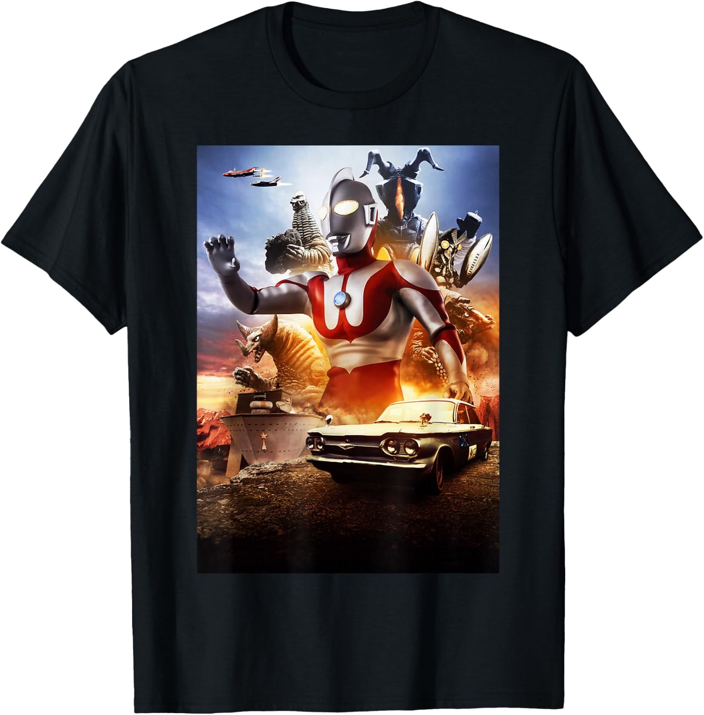 The First 1966 ULTRAMAN Poster Visual Design B T-Shirt - T-Shirt | Black