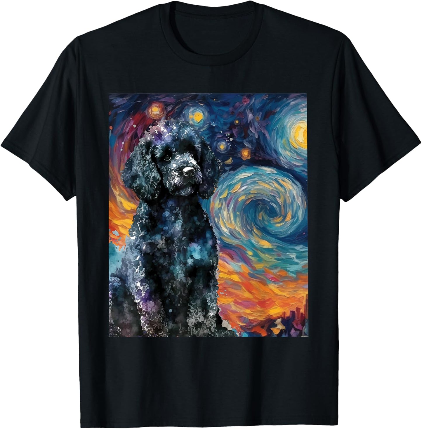 Black Poodle Starry Night - Dog Lover Puppy Pet Owner Men Women Kids T-Shirt - T-Shirt | Black