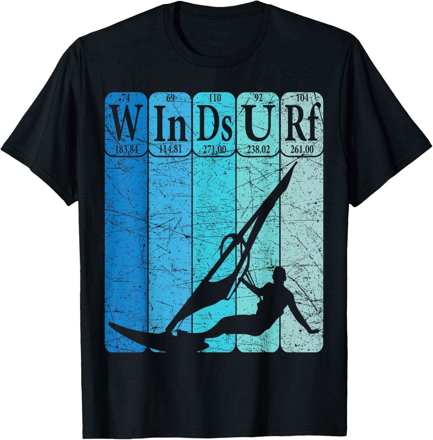 Windsurf Periodic Table Elements Windsurfing Retro T-Shirt - T-Shirt | Black