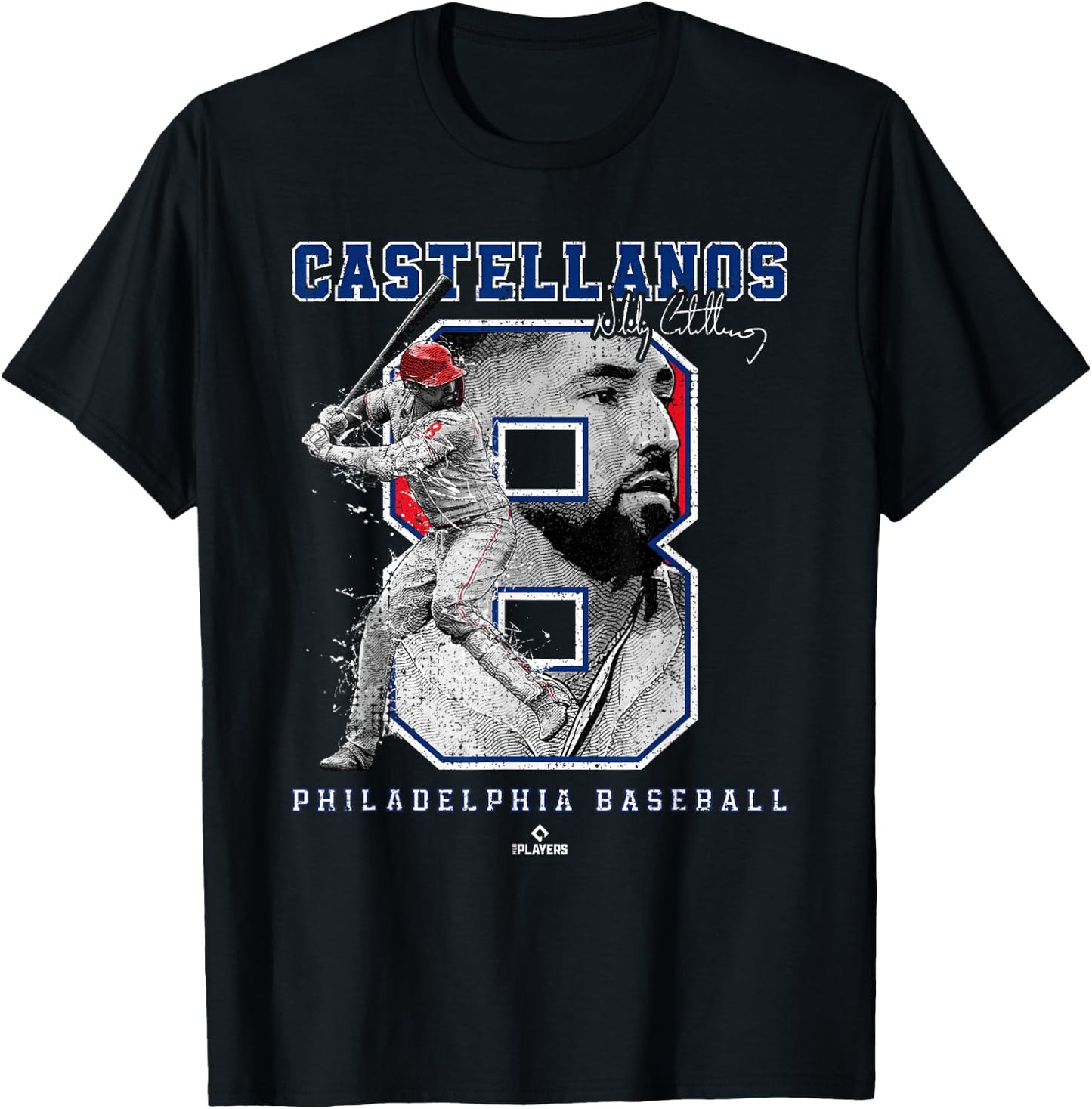 Number and Portrait Nick Castellanos Philadelphia MLBPA T-Shirt - T-Shirt | Black
