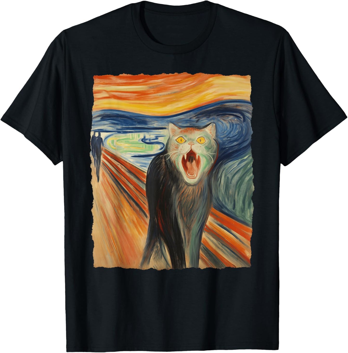 The Scream Cat – Fine Art Painting Funny Kitty Lover T-Shirt - T-Shirt | Black