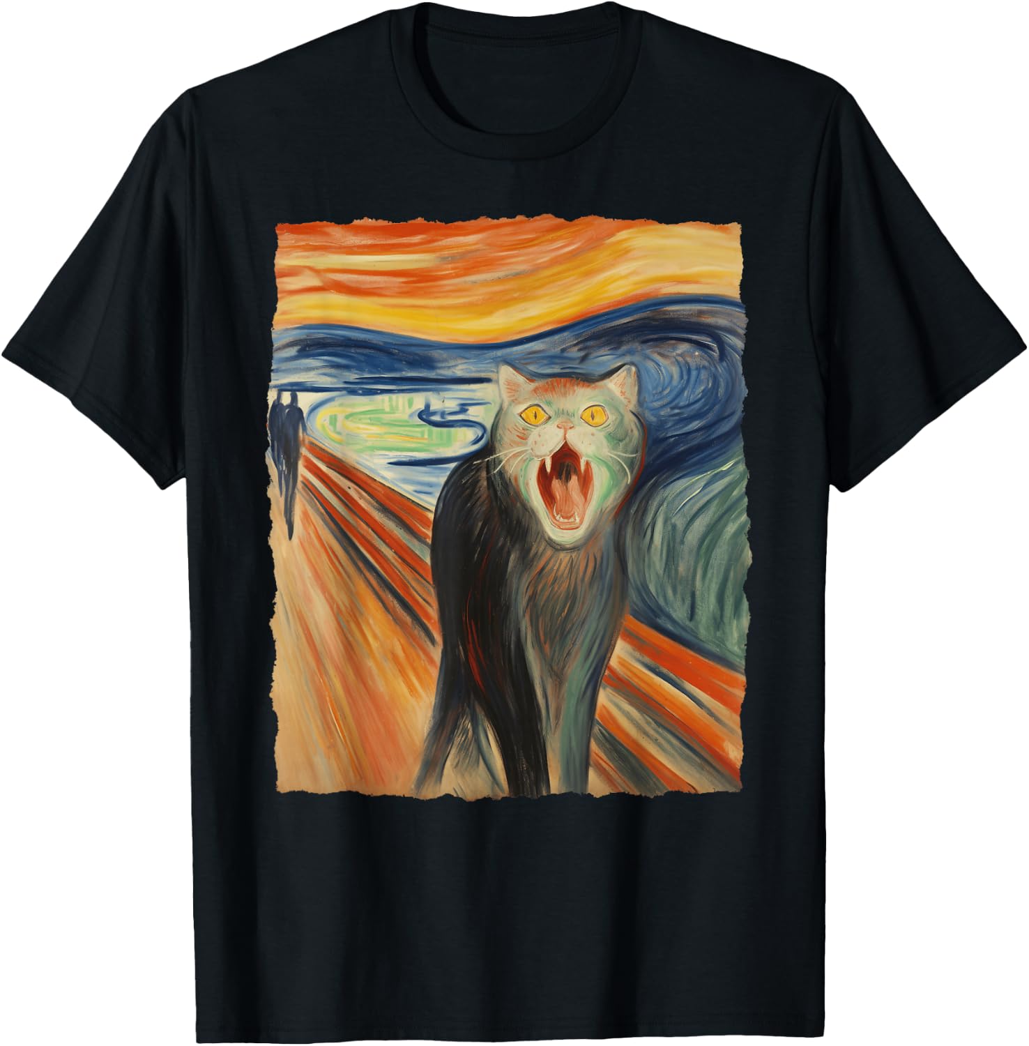 The Scream Cat – Fine Art Painting Funny Kitty Lover T-Shirt - T-Shirt | Black
