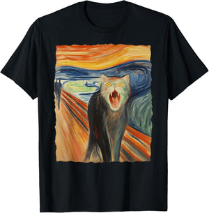 The Scream Cat – Fine Art Painting Funny Kitty Lover T-Shirt - T-Shirt | Black