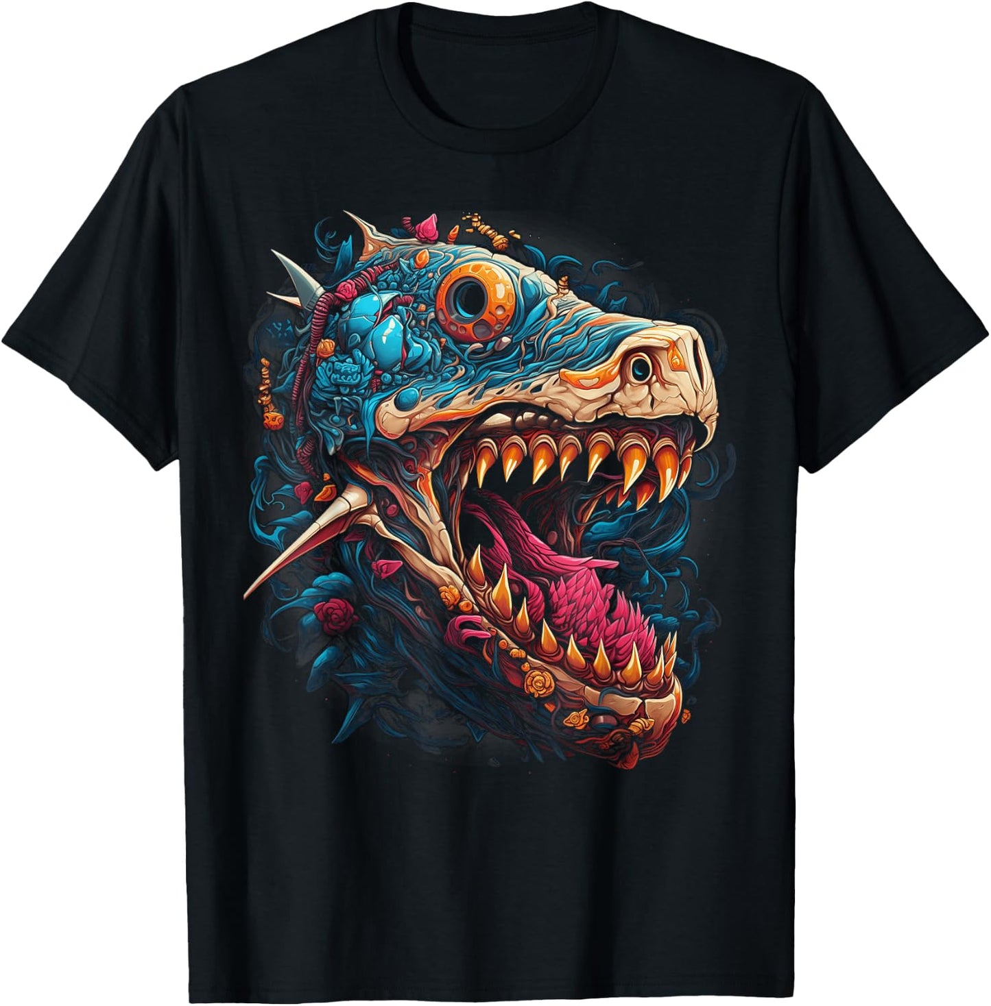 Floral Hammerhead Shark Ocean Design Women T-Shirt - T-Shirt | Black