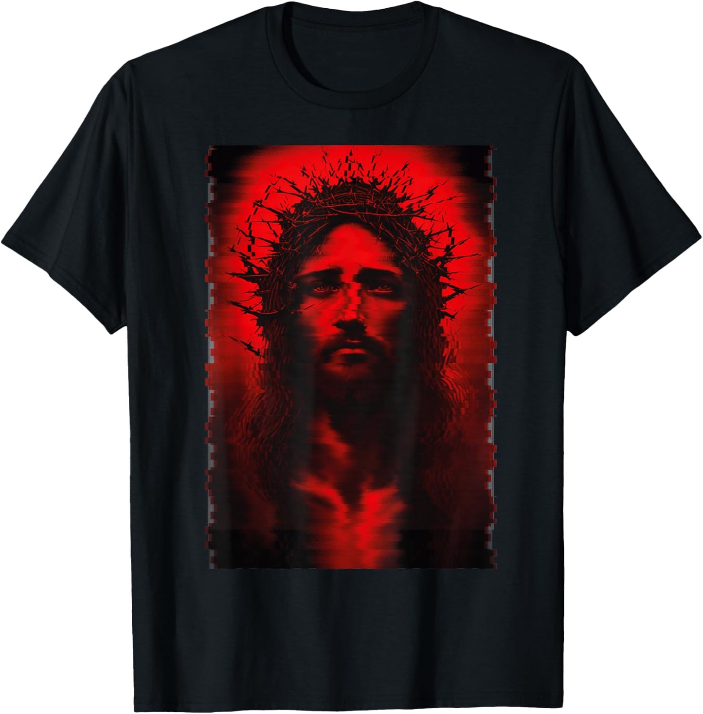 Goth Aesthetic Grunge Occult Emo Satanic Jesus Glitch T-Shirt - T-Shirt | Black