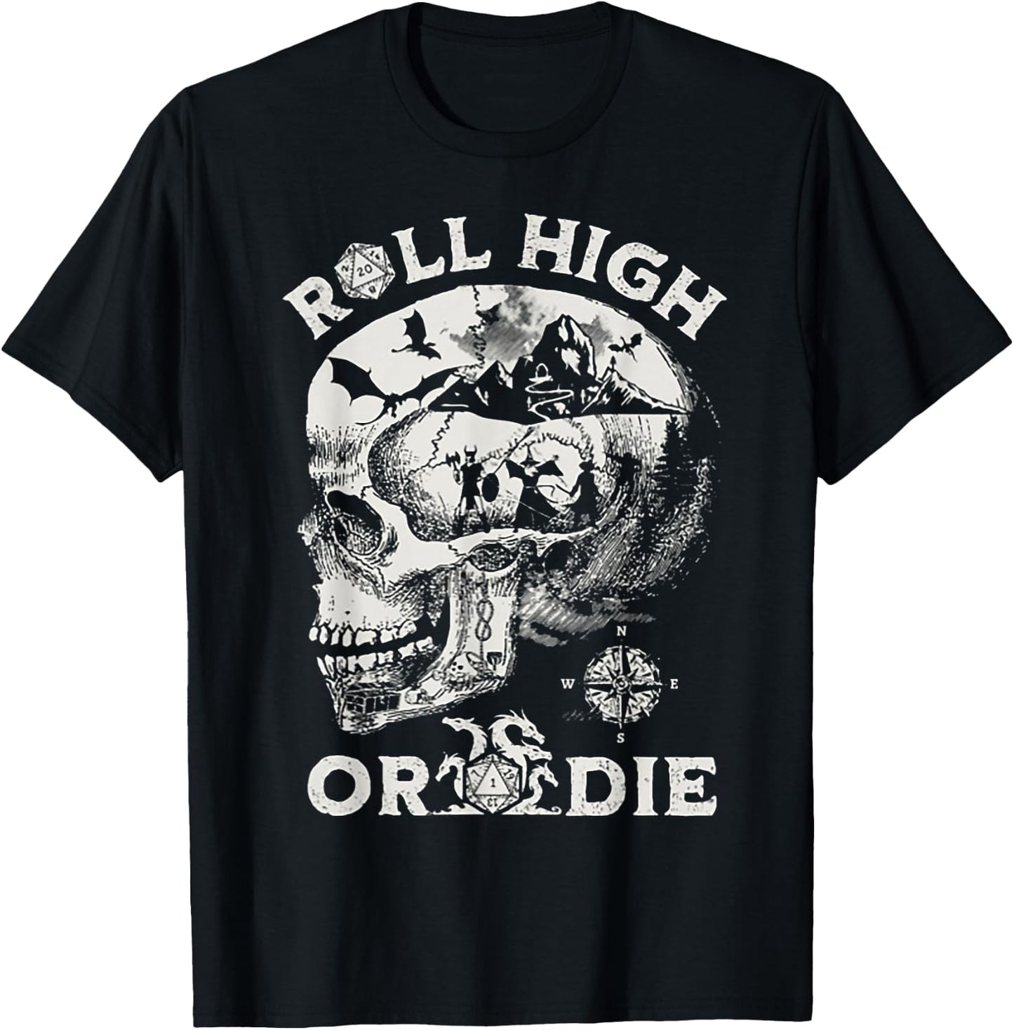 Roll High Or Die Skull T-Shirt - T-Shirt | Black