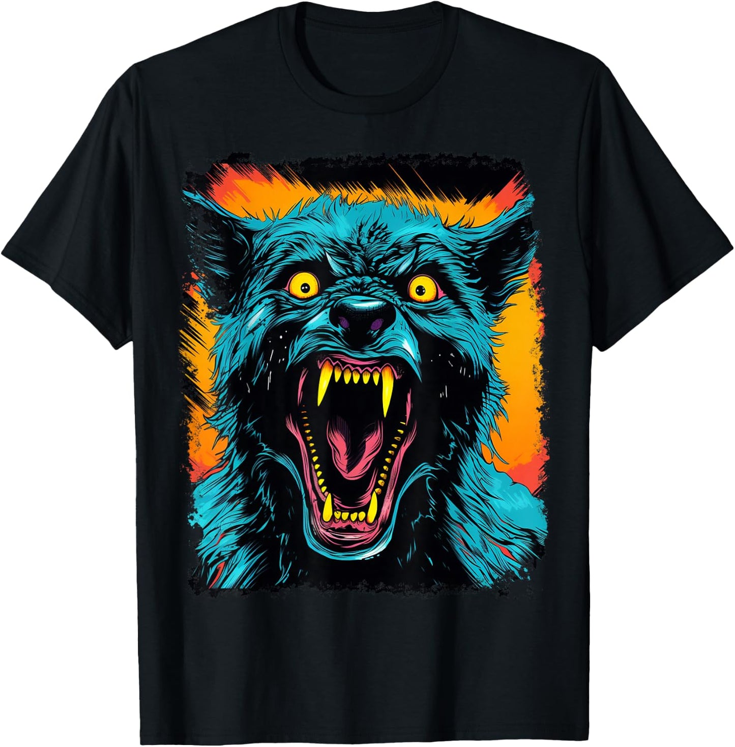 FrightNightFits Werewolf Halloween Graphic - Black, -Adults & Kids, Short Sleeve, Small T-Shirt - T-Shirt | Black