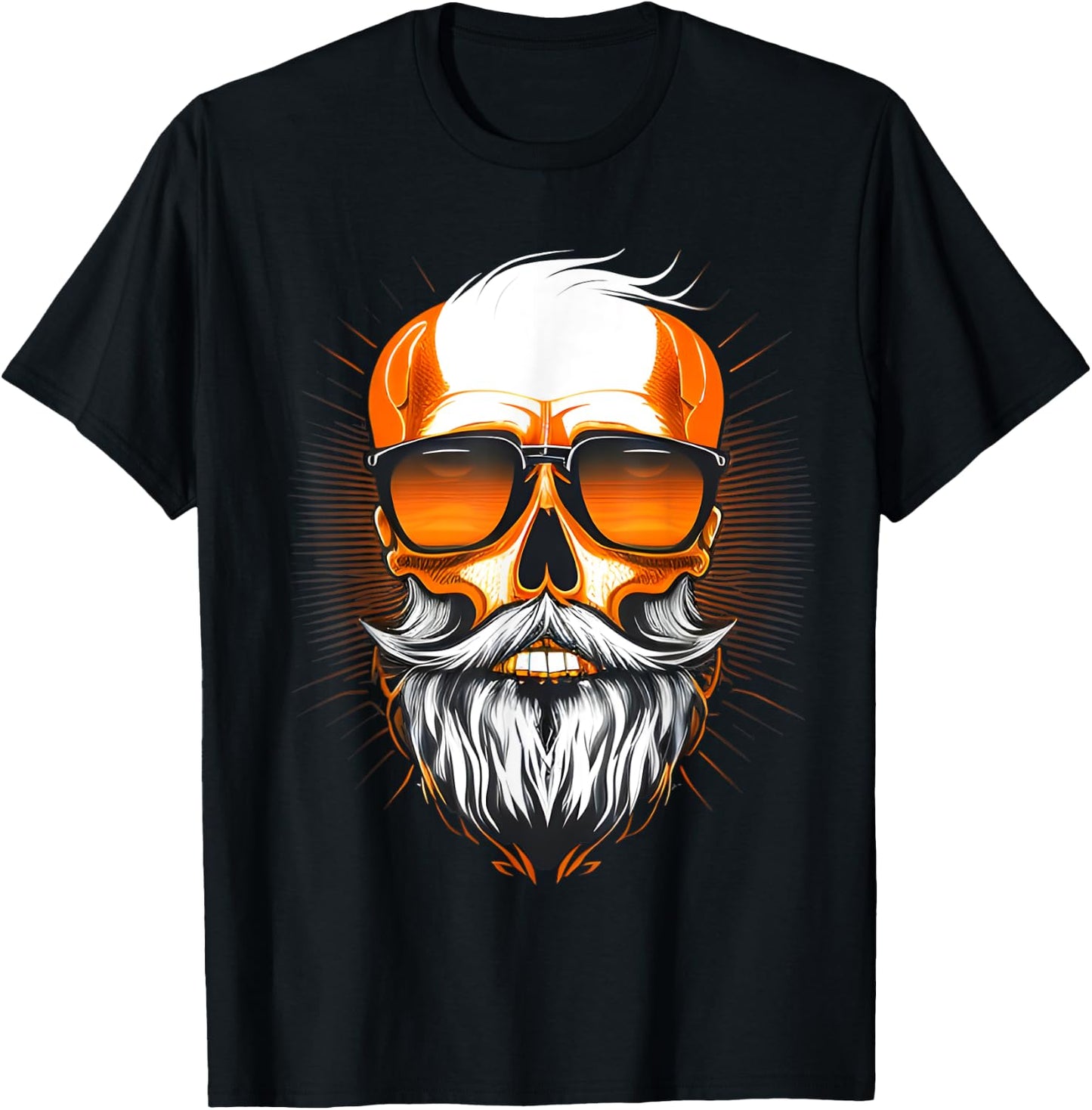 Vintage Rebel: Cool Old Man Skull with Beard Men Women T-Shirt - T-Shirt | Black