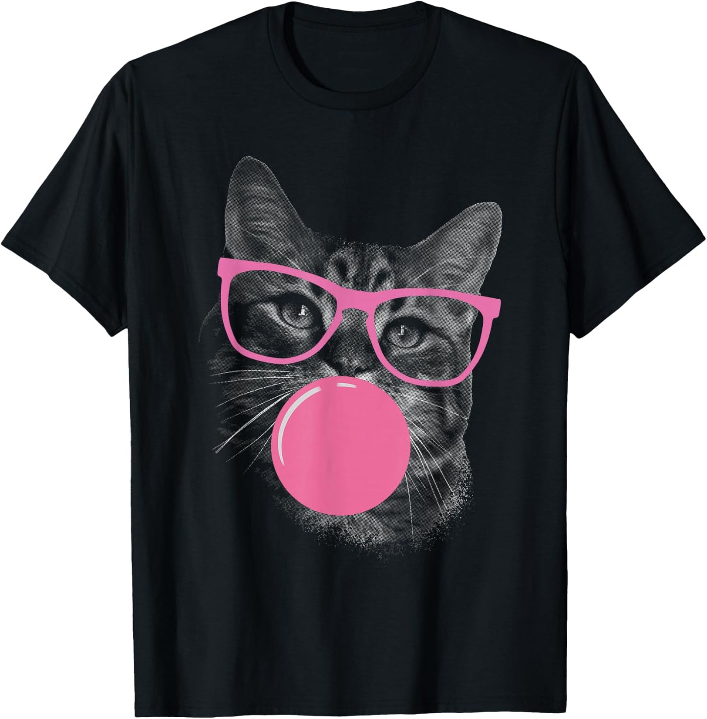 Cute Cat Face Eating Gum and Makes A Bubble Funny Cat Women T-Shirt - T-Shirt | Black