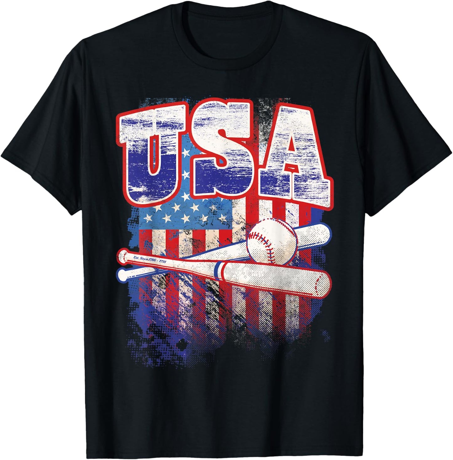 Baseball Shirt American Sport Fan USA Flag 2026 T-Shirt - T-Shirt | Black