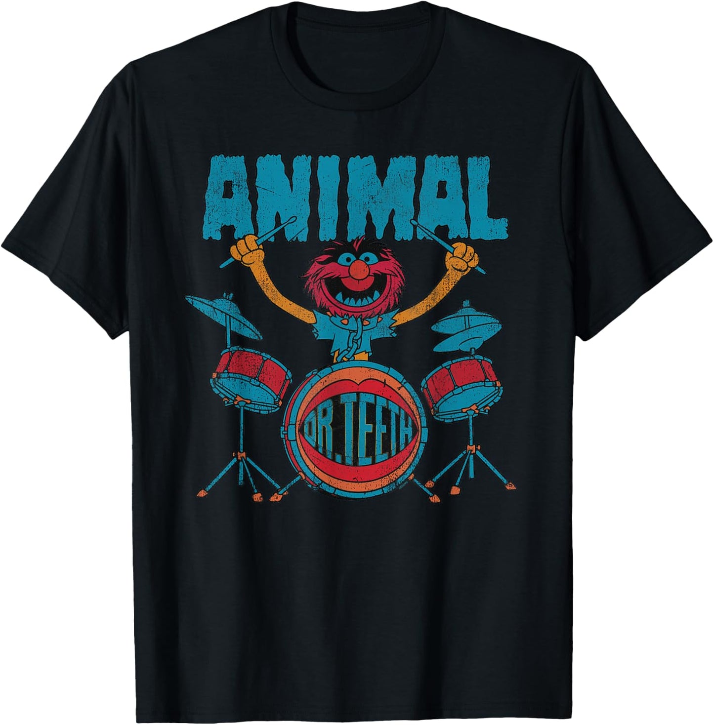 Disney The Muppets Animal Dr Teeth & Electric Mayhem Vintage T-Shirt - T-Shirt | Black