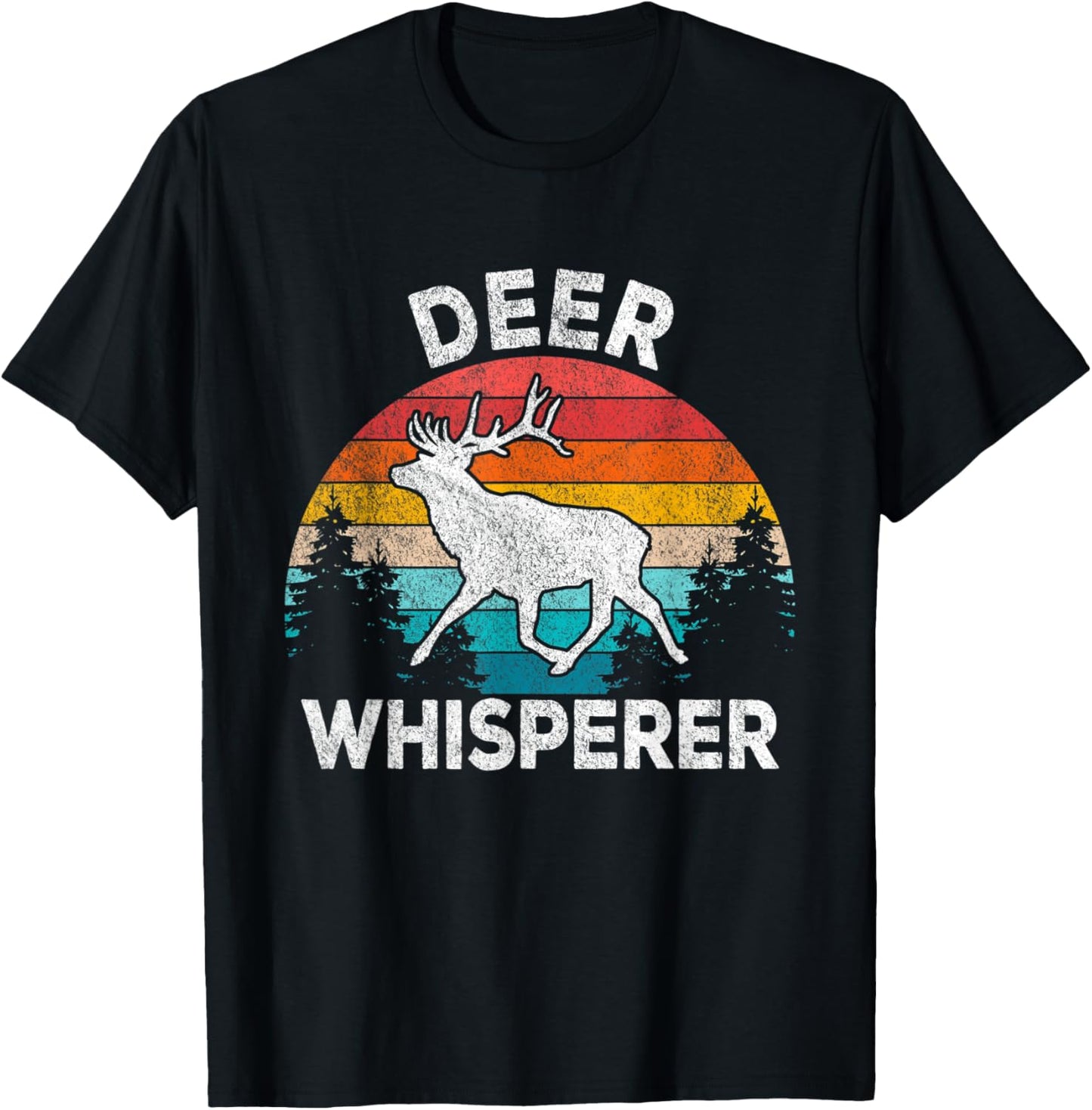 Deer Whisperer Deer Lover Funny Deer Quote Retro T-Shirt - T-Shirt | Black