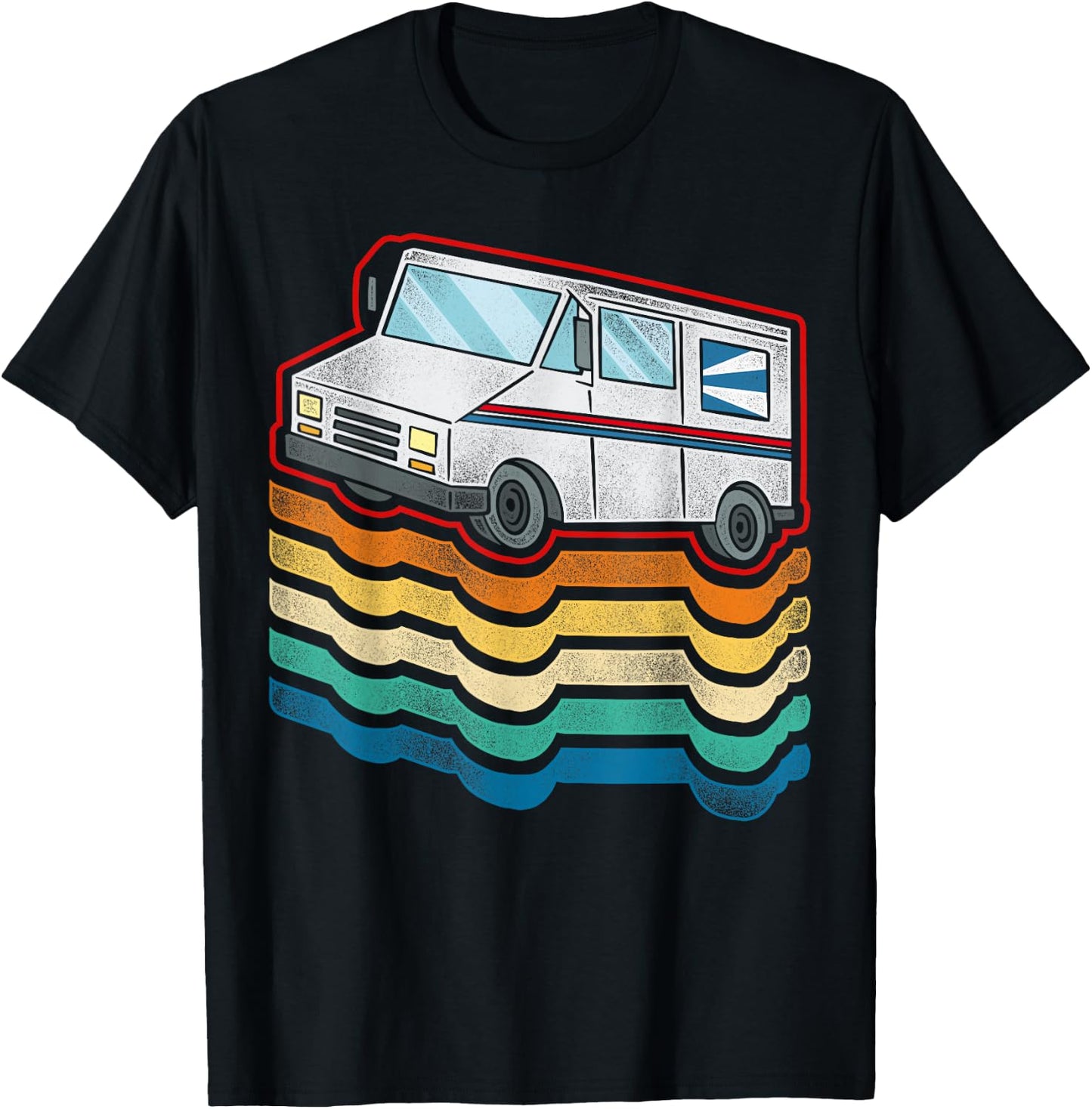 Postman Mailman Retro Vintage Post Truck T-Shirt - T-Shirt | Black