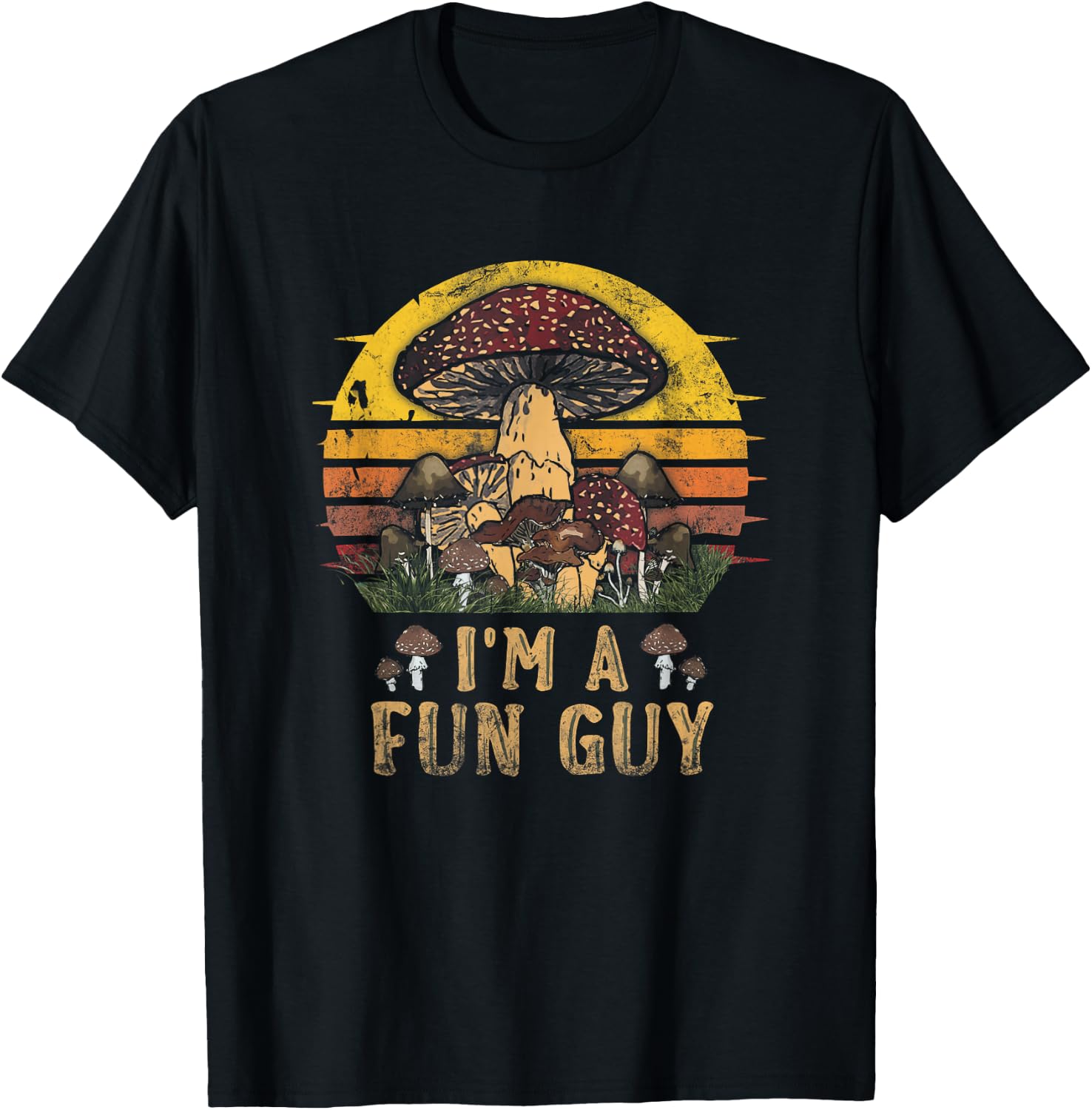 I am A Fun Guy Fungi Pun Vintage Mushroom Picker T-Shirt - T-Shirt | Black