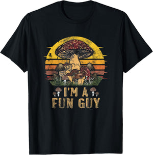 I am A Fun Guy Fungi Pun Vintage Mushroom Picker T-Shirt - T-Shirt | Black