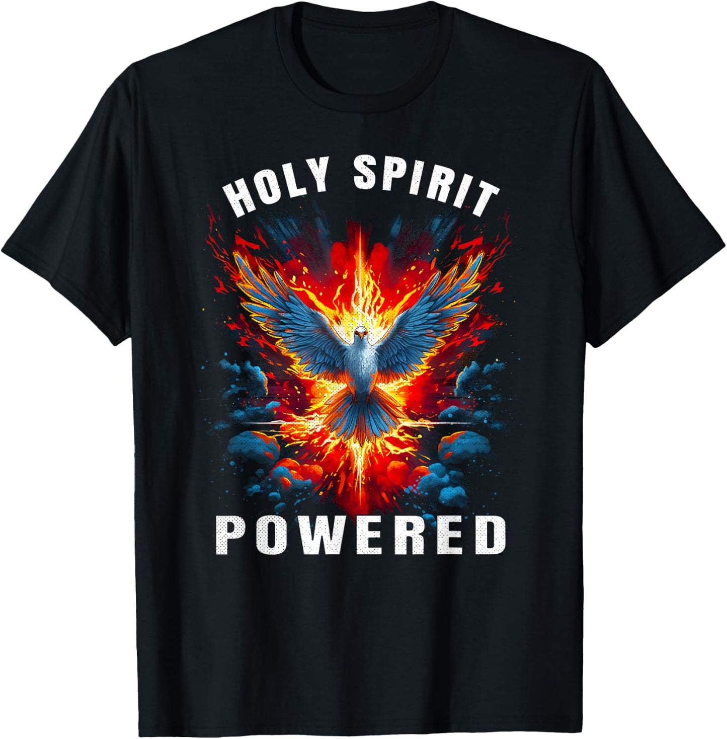 Holy Spirit Powered Dove With Fire Christian Men And Women T-Shirt - T-Shirt | Black