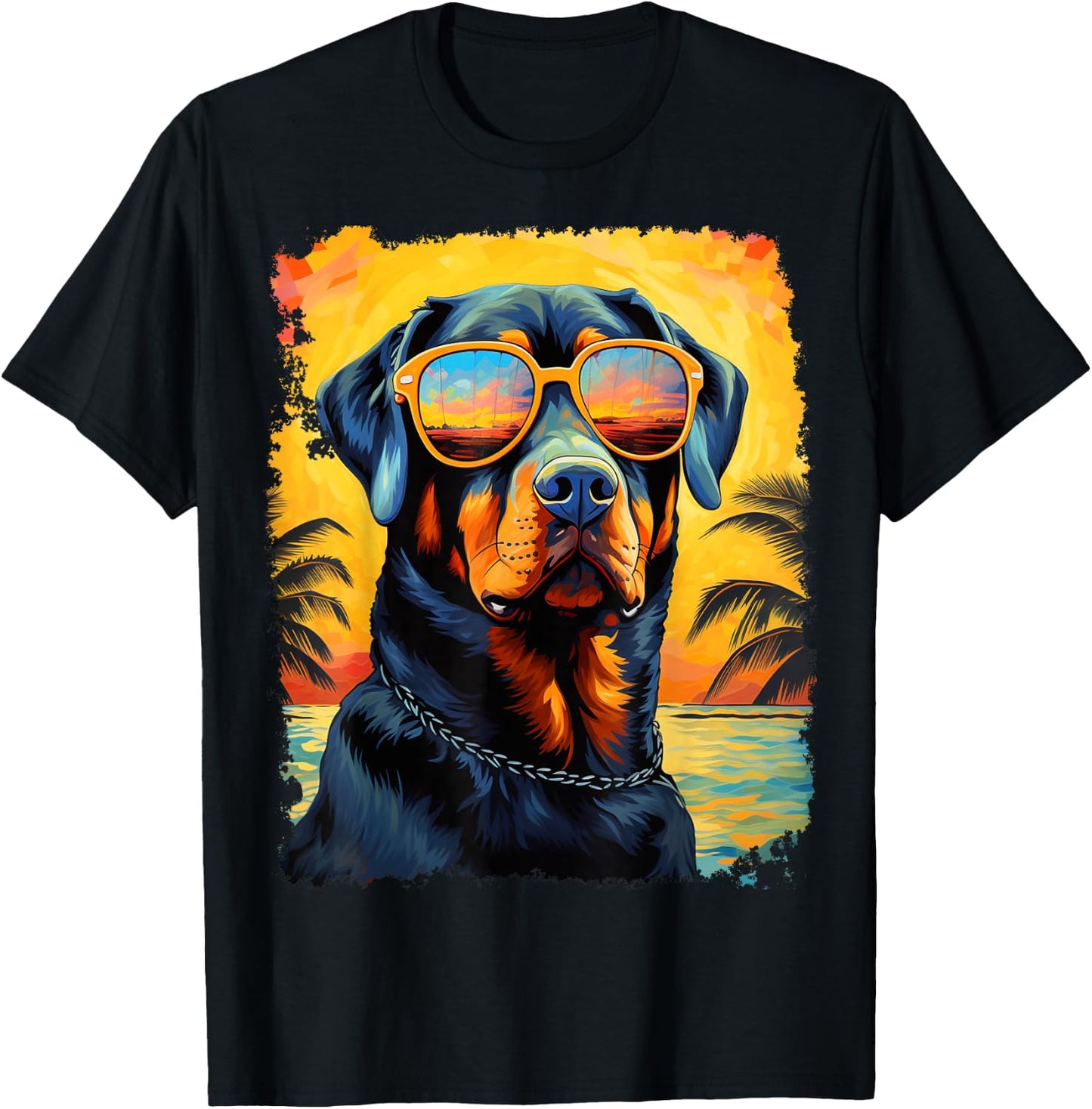 Dog Hawaiian Rottweiler Women Girls Kids T-Shirt - T-Shirt | Black