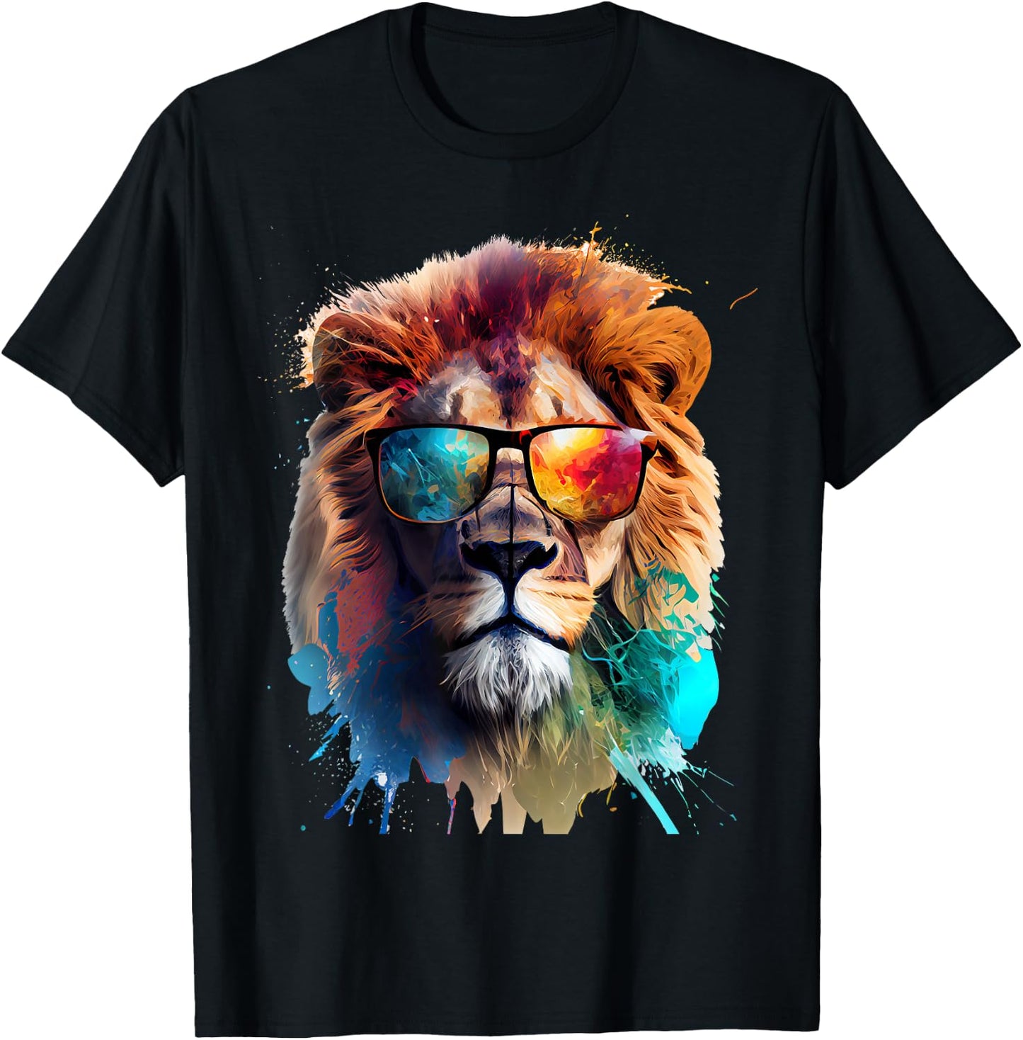 Lion sunglasses favorite animal nature vacationer lions T-Shirt - T-Shirt | Black