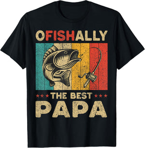 Father's Day Present Funny Fishing Ofishally The Best Papa T-Shirt - T-Shirt | Black