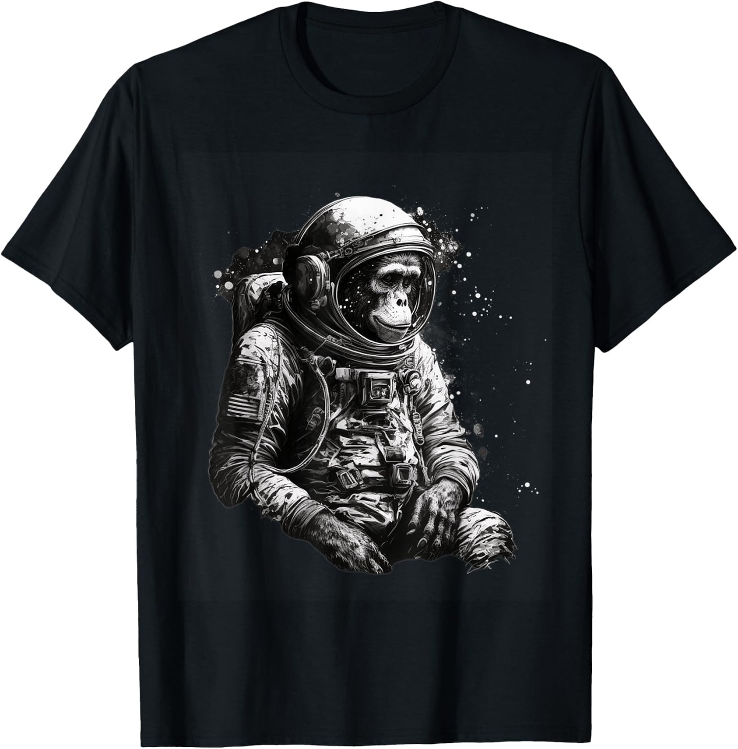 Chimpanzee Space Astronaut Travel Monkey Vintage Design T-Shirt - T-Shirt | Black
